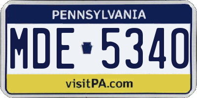 PA license plate MDE5340