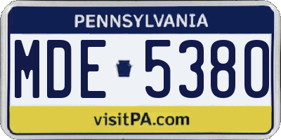 PA license plate MDE5380