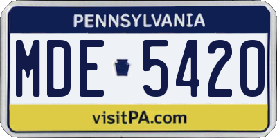 PA license plate MDE5420