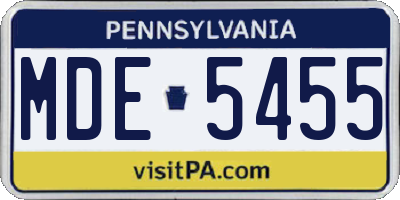 PA license plate MDE5455