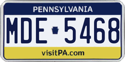 PA license plate MDE5468