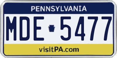PA license plate MDE5477