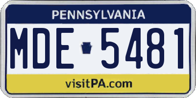 PA license plate MDE5481