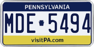 PA license plate MDE5494