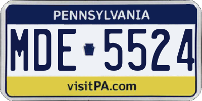 PA license plate MDE5524