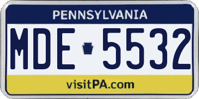 PA license plate MDE5532
