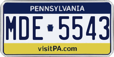 PA license plate MDE5543