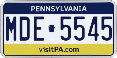 PA license plate MDE5545