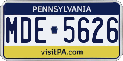 PA license plate MDE5626