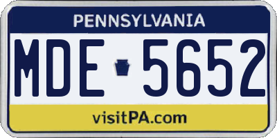 PA license plate MDE5652