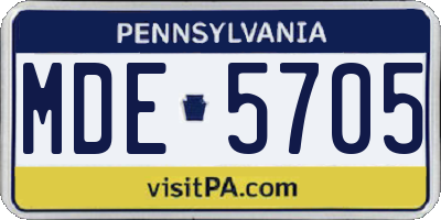 PA license plate MDE5705