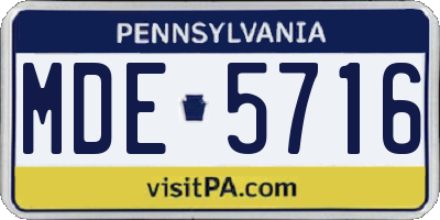 PA license plate MDE5716