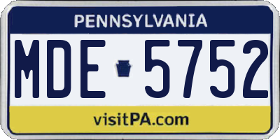 PA license plate MDE5752