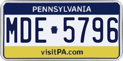 PA license plate MDE5796