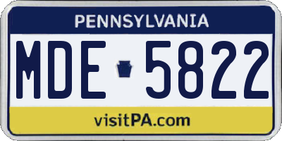 PA license plate MDE5822