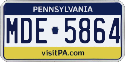 PA license plate MDE5864