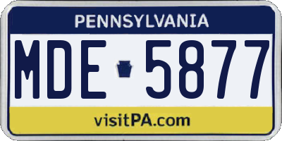 PA license plate MDE5877