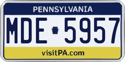 PA license plate MDE5957