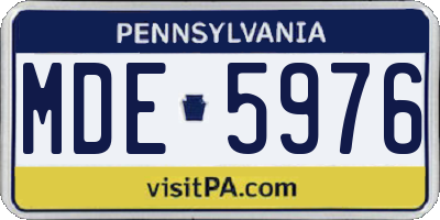 PA license plate MDE5976