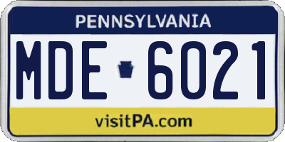PA license plate MDE6021