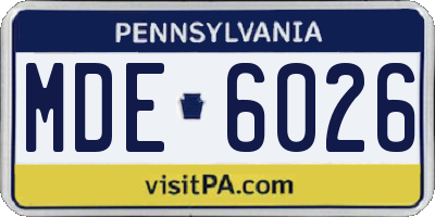 PA license plate MDE6026
