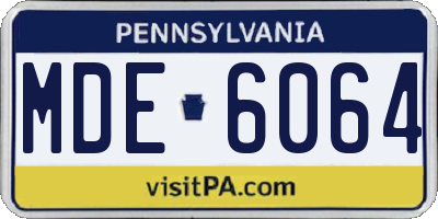 PA license plate MDE6064
