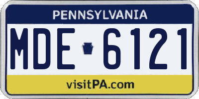 PA license plate MDE6121