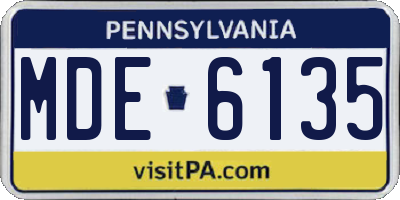 PA license plate MDE6135
