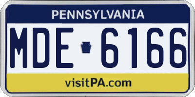 PA license plate MDE6166