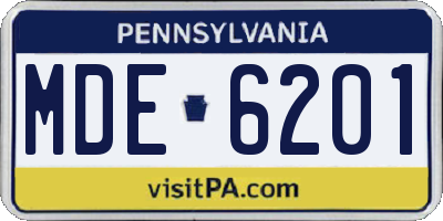 PA license plate MDE6201