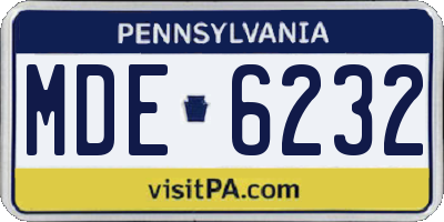 PA license plate MDE6232