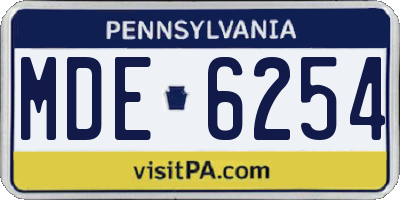 PA license plate MDE6254