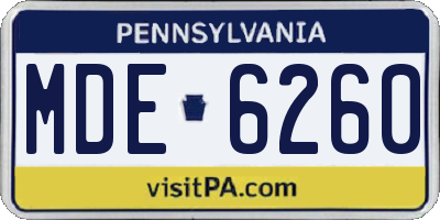 PA license plate MDE6260