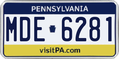 PA license plate MDE6281