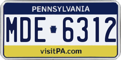PA license plate MDE6312