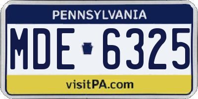 PA license plate MDE6325