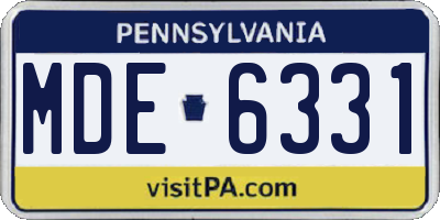 PA license plate MDE6331