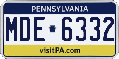 PA license plate MDE6332