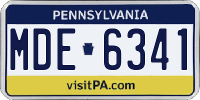 PA license plate MDE6341