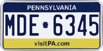 PA license plate MDE6345
