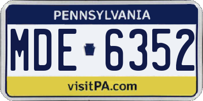 PA license plate MDE6352