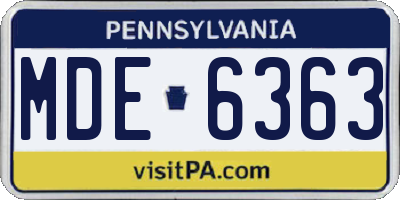 PA license plate MDE6363