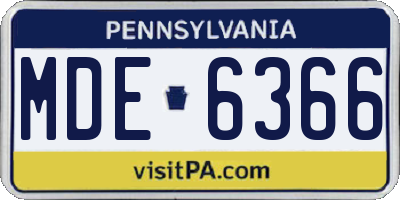 PA license plate MDE6366