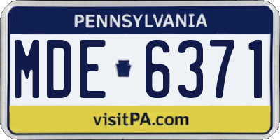 PA license plate MDE6371