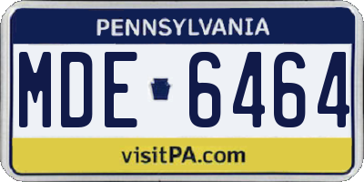PA license plate MDE6464
