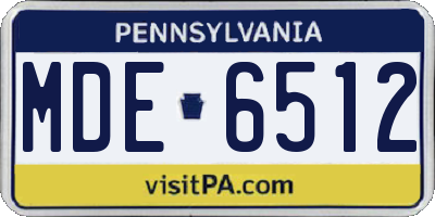 PA license plate MDE6512