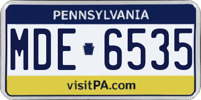 PA license plate MDE6535