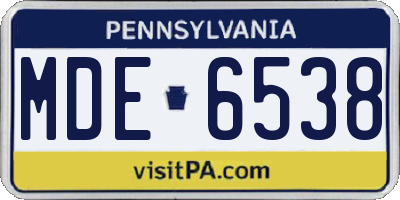 PA license plate MDE6538