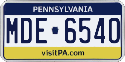PA license plate MDE6540