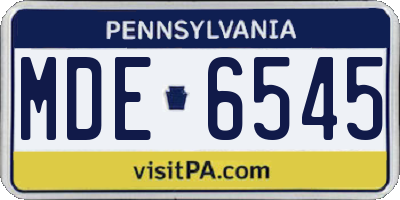 PA license plate MDE6545